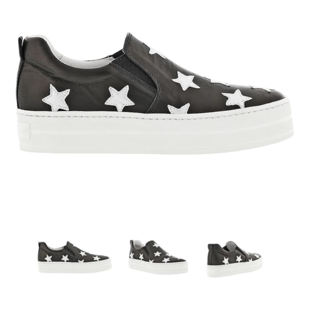 GABRIELLA MICHEL Leather Stars platform Slip On black sneaker | size 40